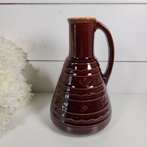 Vintage Marcrest Dark Brown Stoneware Daisy Dot Carafe Pitcher